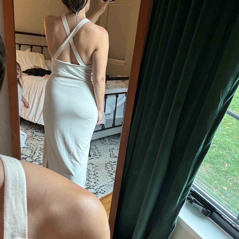 Fine Knit Dress with Crossed Back